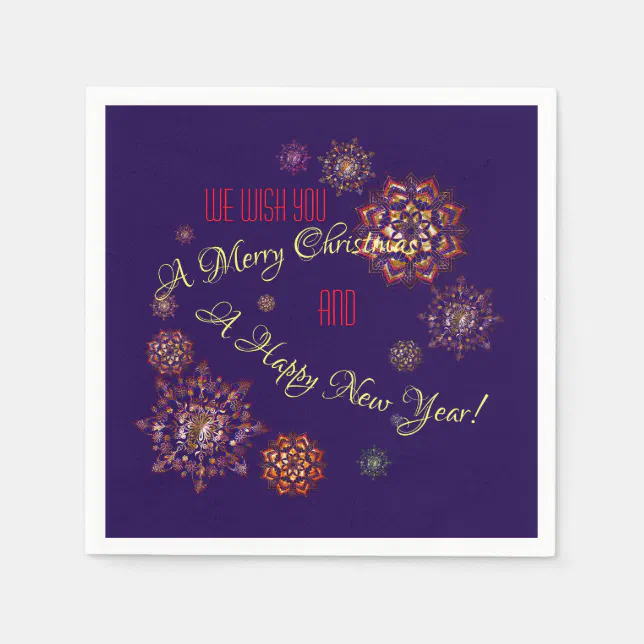 Christmas-new year- colorful and bright snowflakes napkins