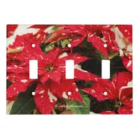 Festive Red White Floral Poinsettias Light Switch Cover