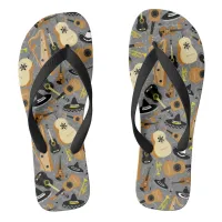 Mariachi Musical Instruments on Grey Flip Flops