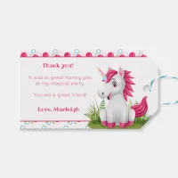 Cute Unicorn Thank You card with Polka Dots Favor Gift Tags