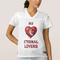 Cupid on Red Heart Women's Football Jersey