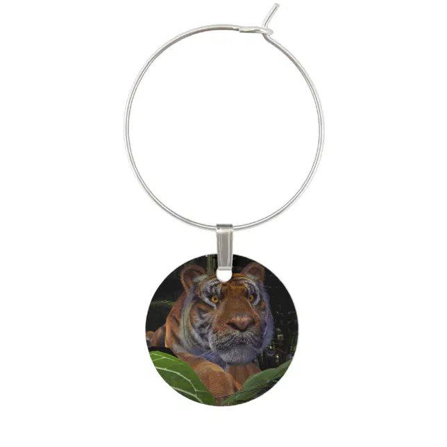 Tiger Crouching in the Jungle Wine Glass Charm