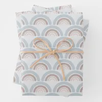 Cute Muted Boho Kid's Pastel Rainbow  Wrapping Paper Sheets