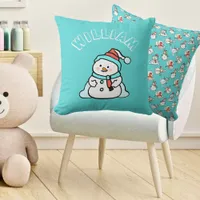 Christmas Snowman Kids Name | Turquoise Throw Pillow