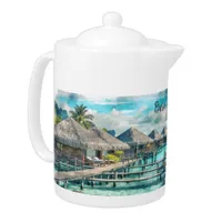 Watercolor French Polynesia Bora Bora Serenity | Teapot