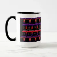 Best Mom Colored Blocks & Black Background Mug