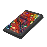 Red, Blue, Copper, Green, Purple Abstract Modern  Trifold Wallet