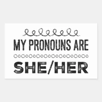 My Pronouns are She Her Grunge Doodles Rectangular Sticker
