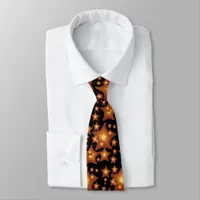 Shining Starfish bright orange design Neck Tie