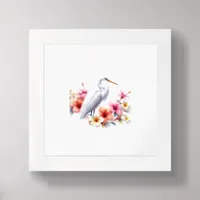 Tropical Egret Bird Coastal Mini Art  Framed Art