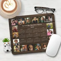 2025 Rustic Wood Multiple Photo Collage Calendar Mouse Pad