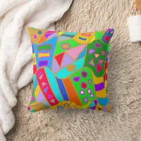 colorful crazy pattern modern art hippy throw pillow