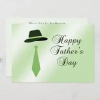 Happy Fathers Day Hat Green Dot Tie Family Brunch Invitation