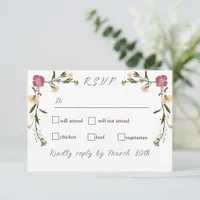 Elegant Pressed Wildflower Garden Wedding RSVP Card