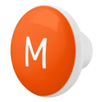 Thumbnail for Minimalist White Print Monogram on Orange Ceramic Knob