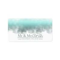 Watercolor Reflections Mr & Mrs Teal ID774 Label