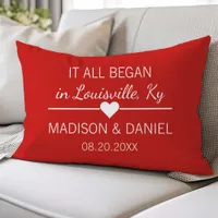 It All Began Romantic Personalized Couples Heart Lumbar Pillow