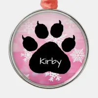 Dog's Name Personalized Paw Print Christmas Metal