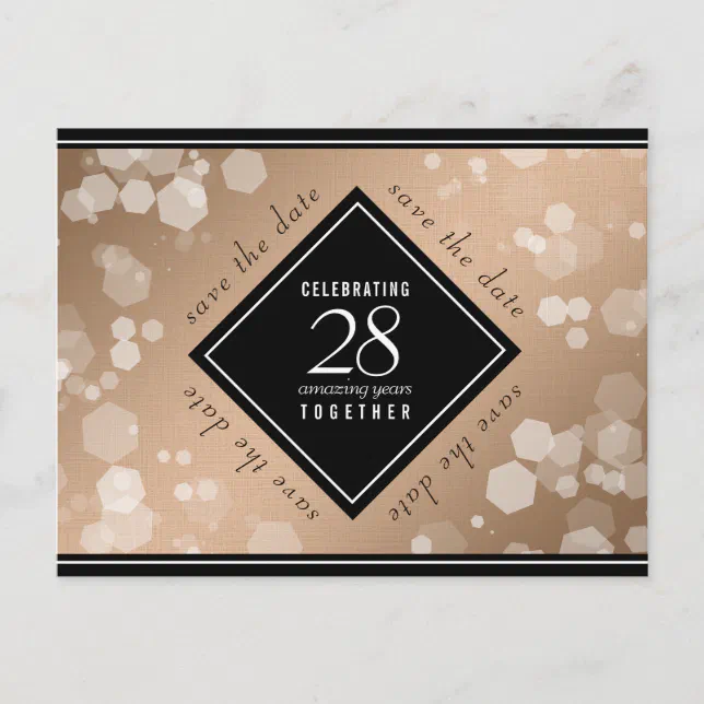 Elegant 28th Linen Wedding Anniversary Celebration Announcement Postcard