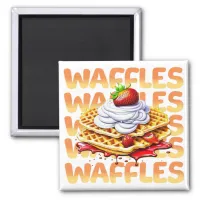 Stack of Waffles Covered in Strawberries Magnet