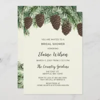 Rustic Pine cone Winter Wedding Bridal Shower Invitation