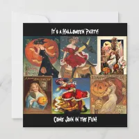 Vintage Halloween Women Montage Invitation Card