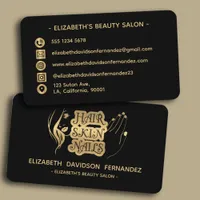 Black & Gold Modern Beauty Salon Logo Social Media Business Card