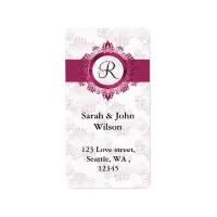 pink monogram return address label