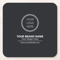 Black Elegant Custom Branded Business Promotion Square Paper Coaster