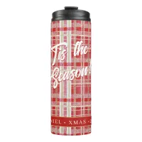 Red Gold Christmas Plaid Pattern#2 ID1009 Thermal Tumbler