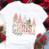 Christian Merry Christmas Rustic Trees Tri-Blend Shirt