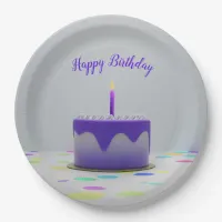 Purple Birthday Cake Paper Plates
