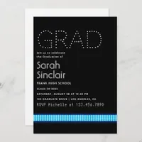 Blue LED Lights Graduation Party Invitation