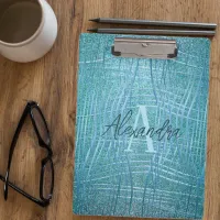 Teal Turquoise Metallic Glitter Modern Glam Luxury Clipboard