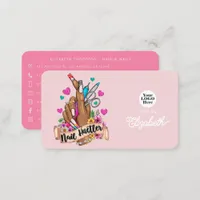 Stylish Pink and Turquoise Nail Hustler Branding Business Card