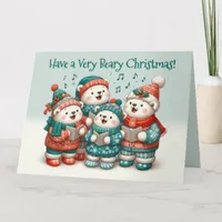 Cute Polar Bears Sing Have a Very Beary Christmas! Card