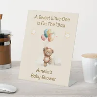 Sweet Little One on the Way Neutral Baby Shower Pedestal Sign