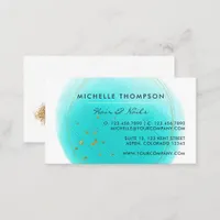  Blue and Gold Brushstrokes Square Business Card