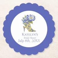 Chinoiserie blue High-Heel Shoe Bridal Shower  Paper Coaster