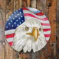 Bald Eagle in front of American Flag Patriotic Art Cutting Board