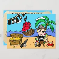 Pirate Themed Boy's Birthday Invitation