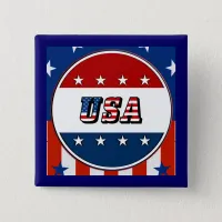 USA - American Flag and Stars in Circle #2 Button