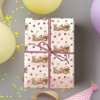 Berry First Strawberry and Bear Birthday Wrapping Paper