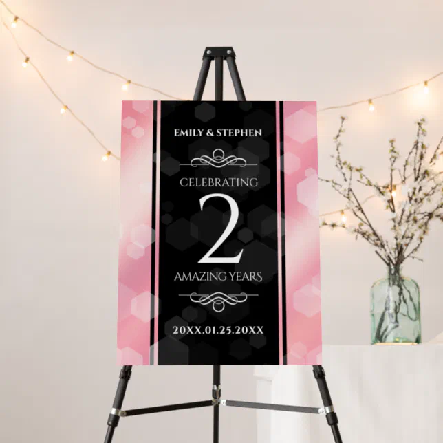 Elegant 2nd Rose Quartz Wedding Anniversary Foam Board