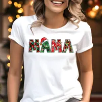 Mama Christmas Lights Typography Festive Holiday Tri-Blend Shirt