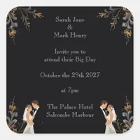 Invitation Wedding layout you can personalize Square Sticker