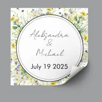 Wildflower Floral Boho Chic Date Wedding  Square Sticker