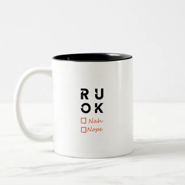 Are you okay? R u ok Two-Tone Coffee Mug