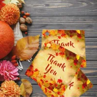Thank You Autumn Leaves on Old Paper Background  Favor Tags