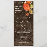 Rustic Chic Brown Vintage Rose Wedding Program